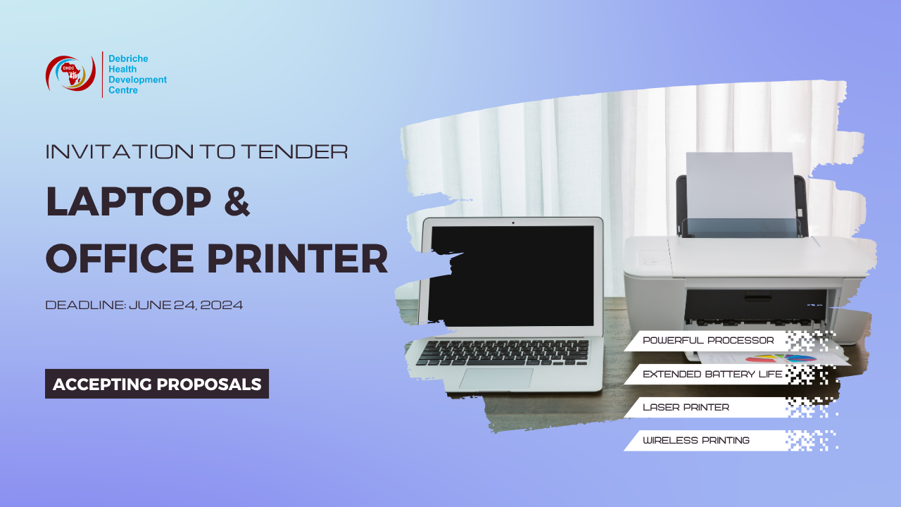Graphic advertising DHDC invitation to tender for the supply of laptop and printer.