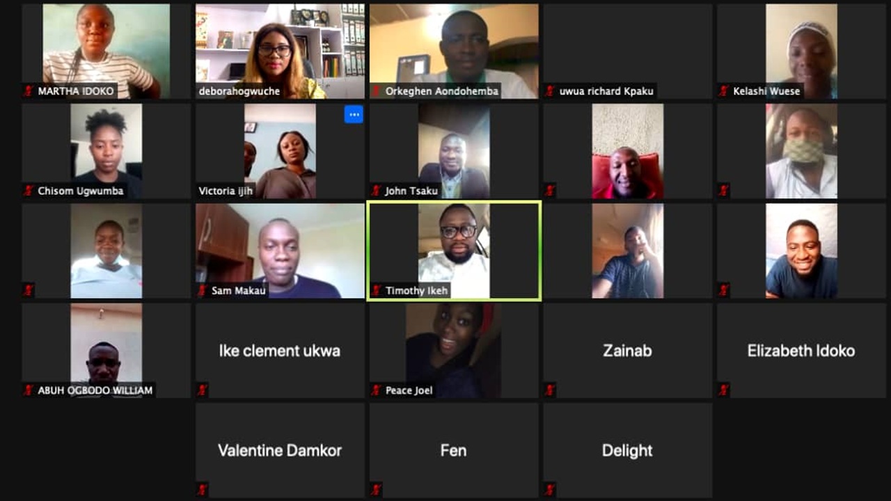 Volunteer onboarding session participants on Zoom.